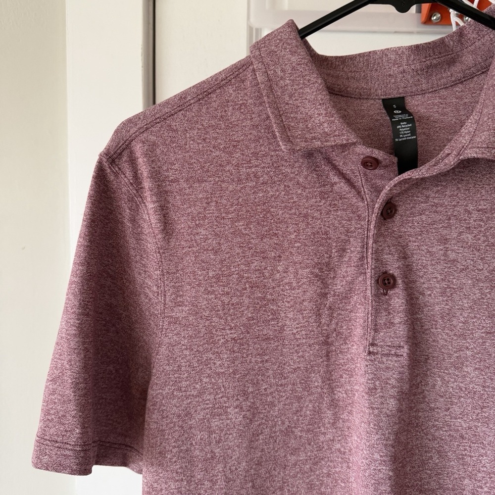 Lululemon Men's Evolution Short Sleeve Polo Shirt in Heathered Red Merlot Size S - Picture 9 of 14